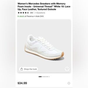 NWT Universal Thread Women's White Lace-Up Mercedes Sneakers, 10